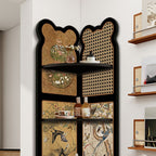 Modern Simple Style Nook Decorative Cabinet with 3/4 Exterior Shelves, Lumber Countertop in Matte Black