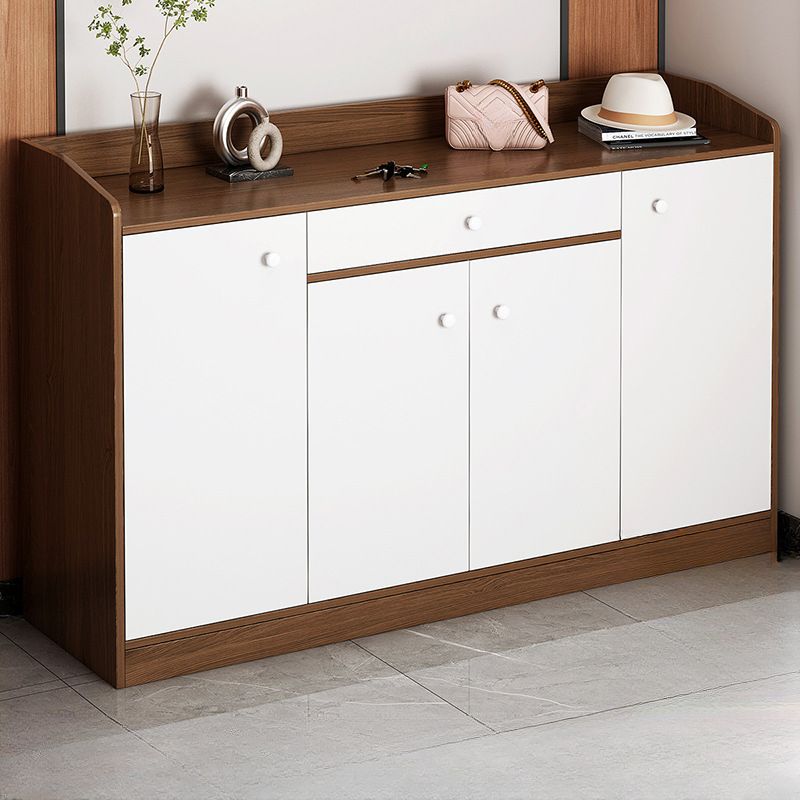 Engineered Wood 5 Tiers Shoe Stack with Shelf, Drawers, Gate, and Dustproof Cover