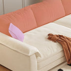 Contemporary Modern Solid Color Scratch-durable Sofa in Midnight Black/Gray/Mocha Flannel, Seats 4/5 with 2 Pillows