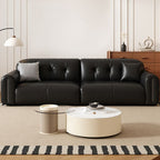 Modern Solid Color Scratch-defiant Standard Sofa in Pu with Scarlet/Off-White/Coffee Upholstery, 4-seater/Seats 5, and 2 Pillows