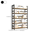 Contemporary Metal Display Stand with Wooden Shelves and Open Storage