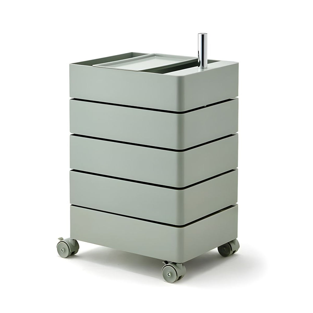 Rounded Corners Five-Tier Storage Utility Carts Movable and Rotating