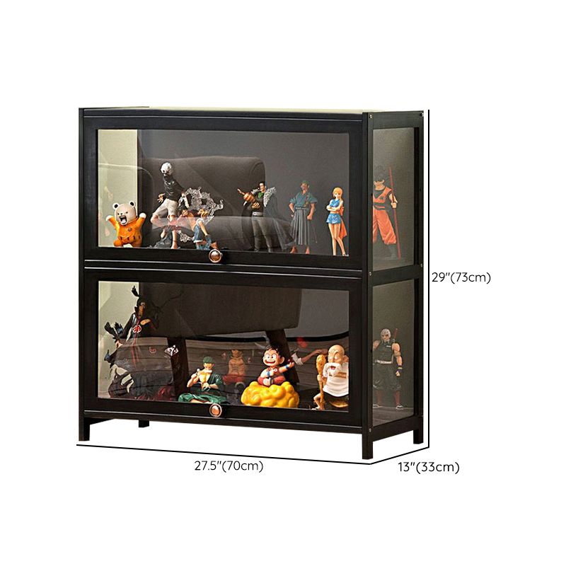 Charcoal Simplistic Bambusa Flooring Curio Cabinet with Sealed Cabinet, 2 Shelves/3 Shelves/4 Shelves, 2 Doors/3 Doors/4 Doors