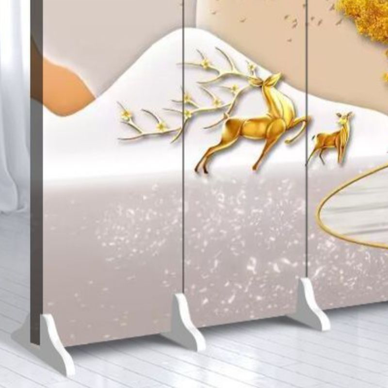 Indoor Opaque Collapsible Temporary Wall with Composite Wood Frame, 6 Panels, Double Sided Print, Independent