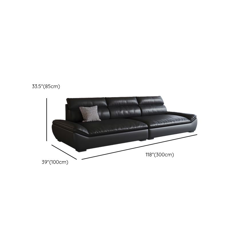 Contemporary Modern Solid Color Stain Resistant Standard/Single Sofa in Midnight Black, Seats 4/5/3 with 1 Pillow