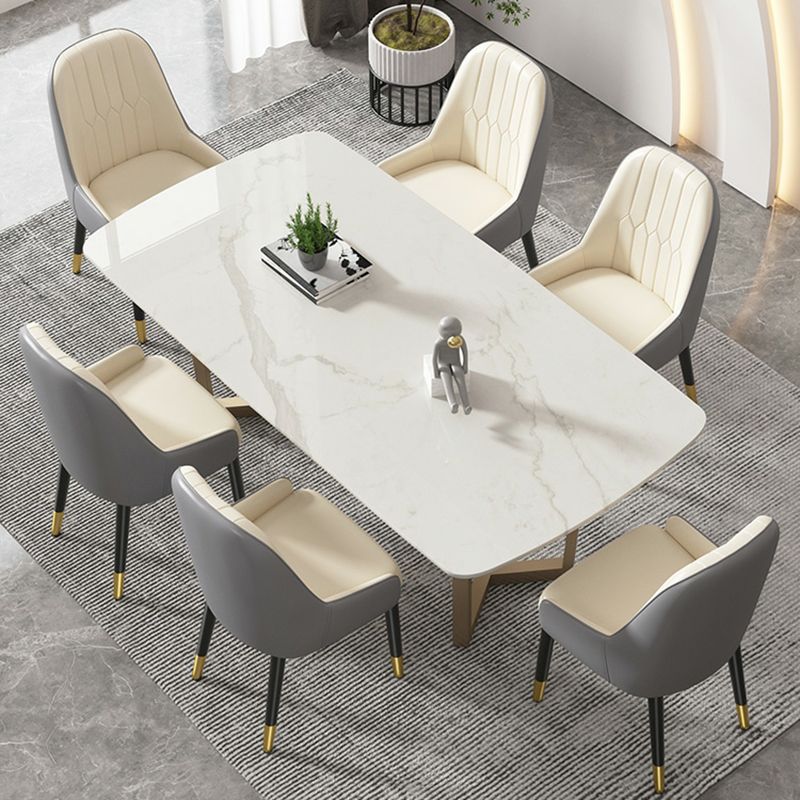 Low Back Upholstered Dining Chair with Metal Legs for Dining Room