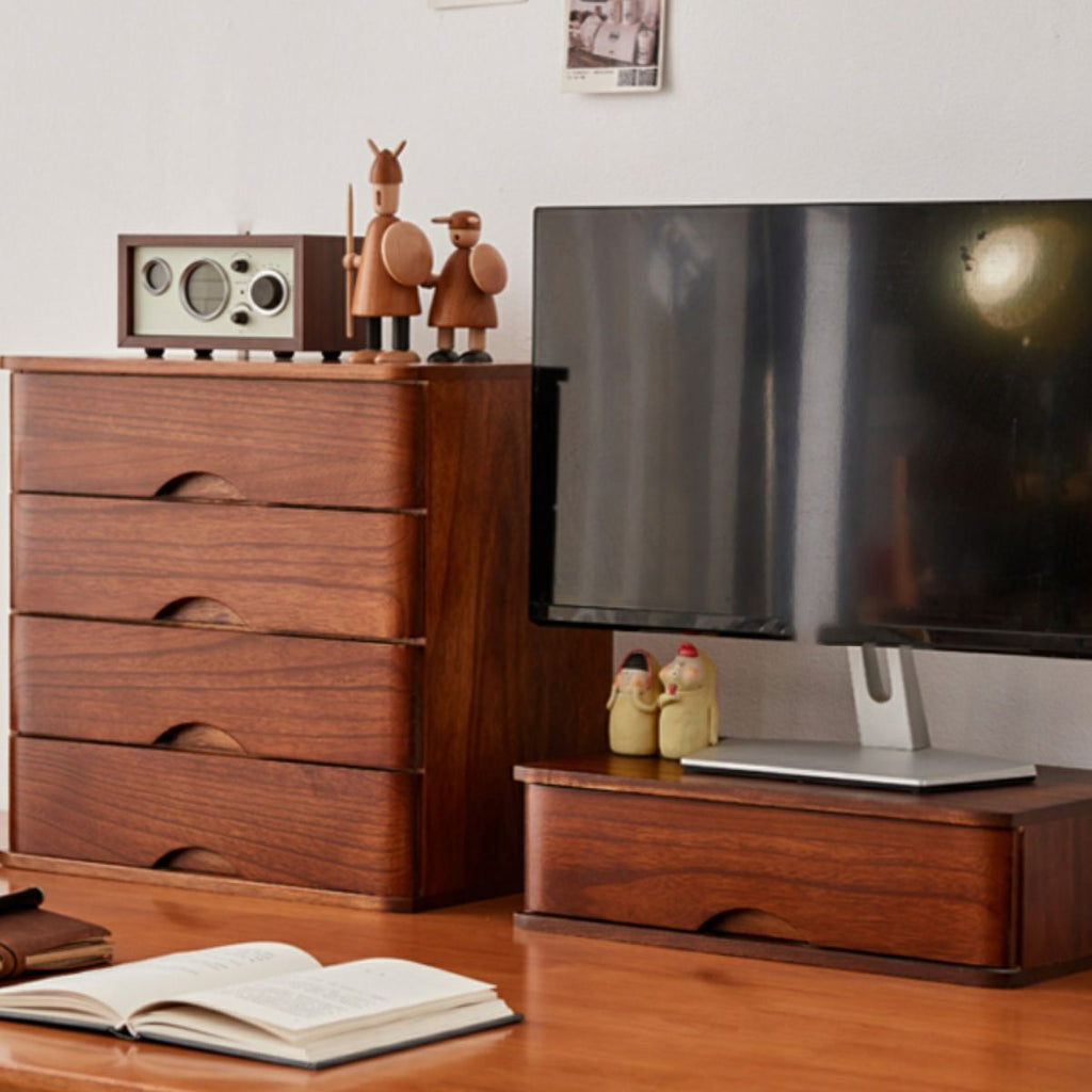 Free Standing Horizontal Filing Cabinet/Vertical Filing Cabinet in Wood with 1 Shelf and Drawer in a Simplistic Style