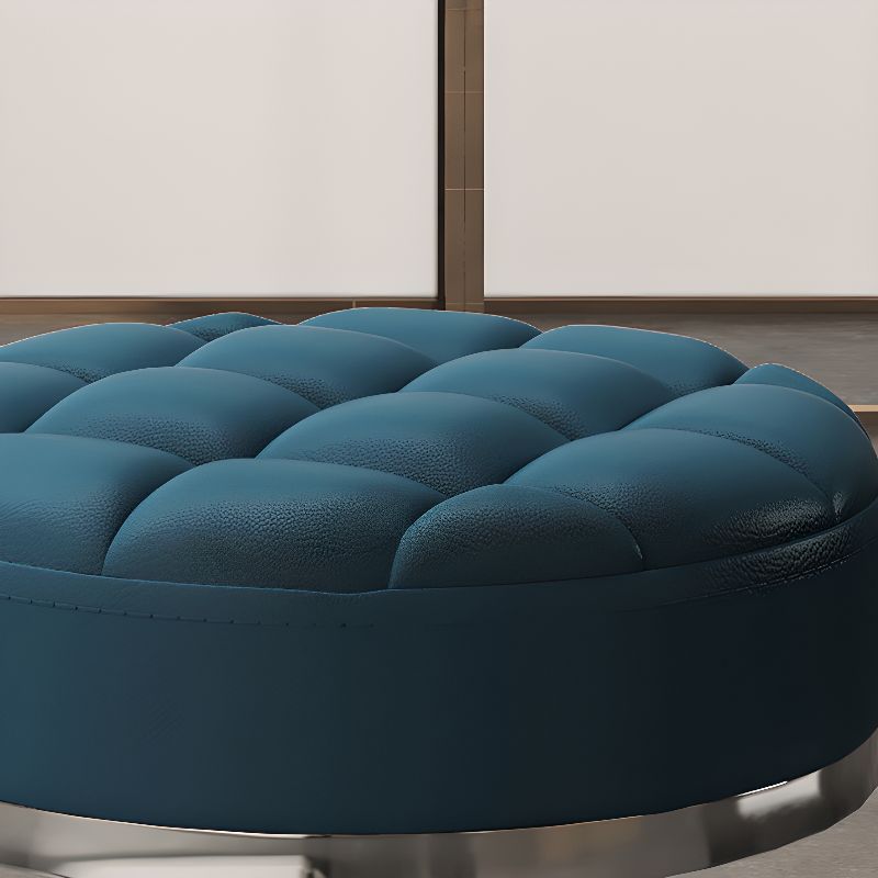 Height-Adjustable Swivel Backless Stool with Rollers, Upholstered Seat, Alloy Frame, and Moveable Design