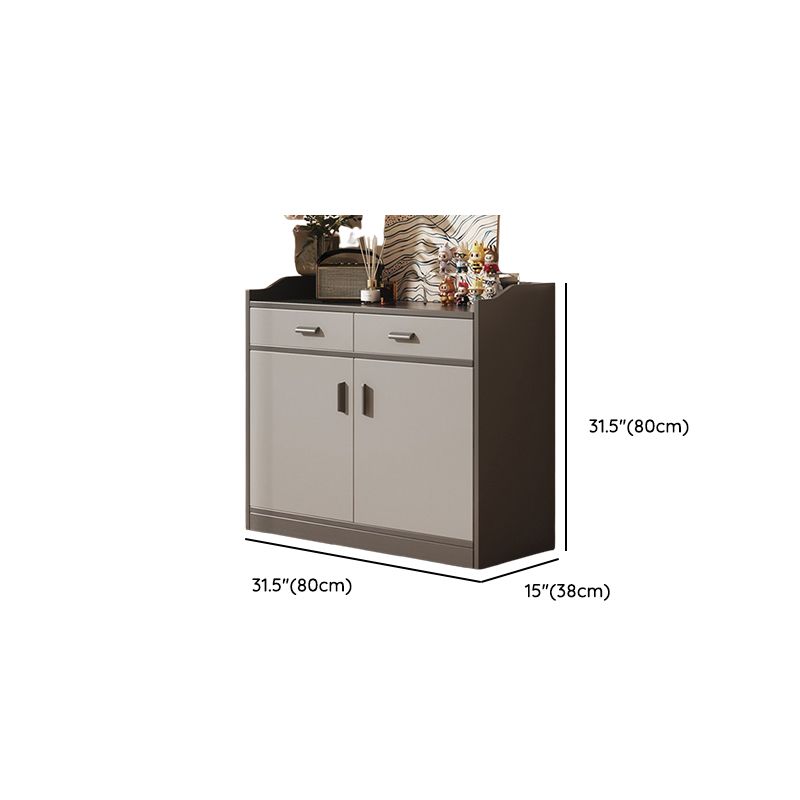 Modern Simple Style Narrow Sideboard with 3 Drawers, Hutch, 2 Shelves, Engineered Wood Countertop, and 3 Doors