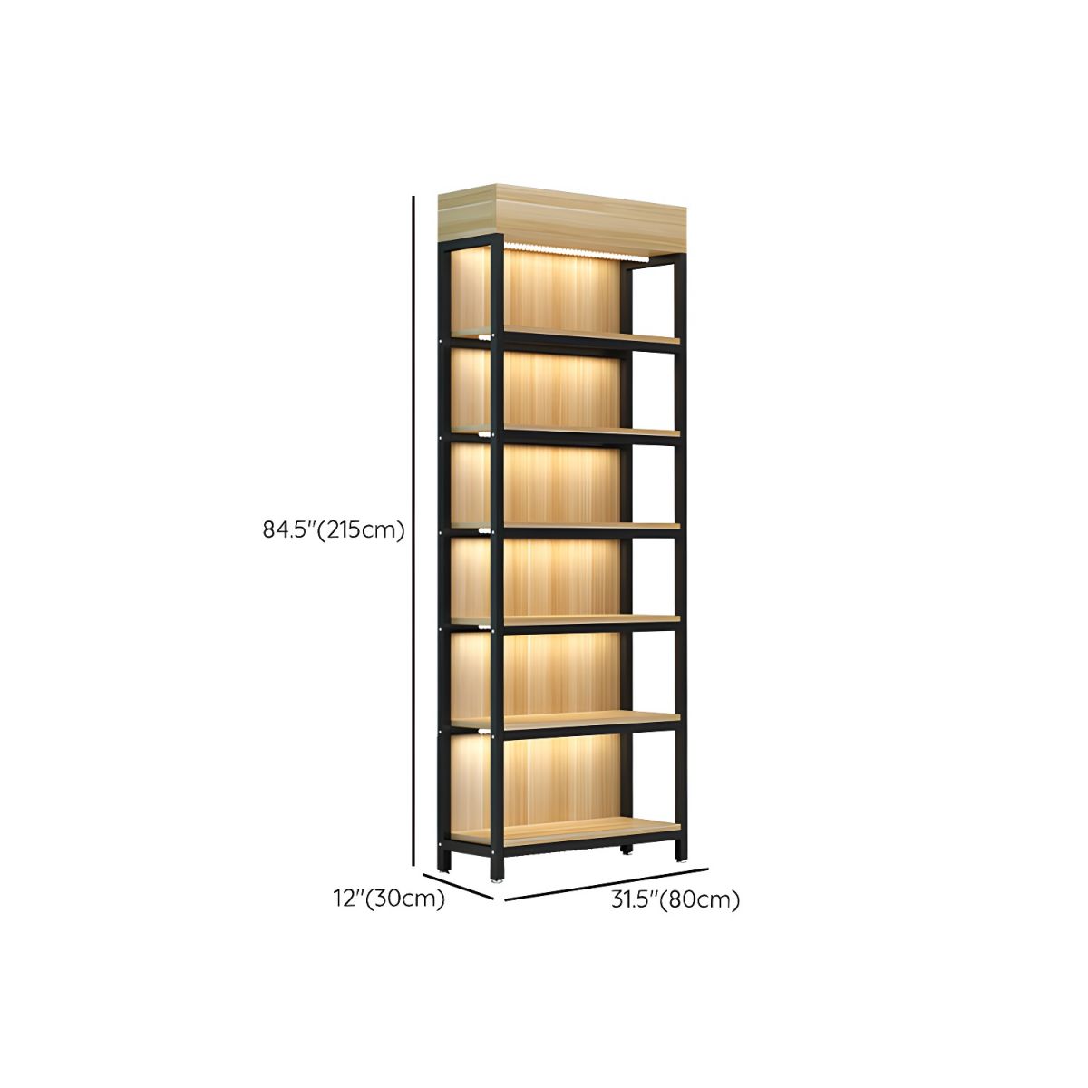 Modern Living Room Display Stand Wooden Multi-shelf in Natural