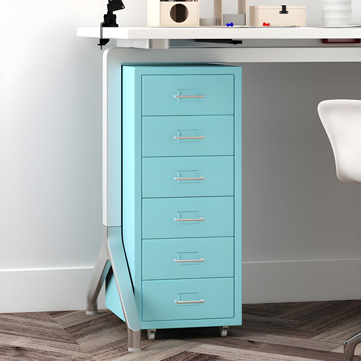 Contemporary File Cabinets Steel Frame Mobile Filing Cabinet with Wheels