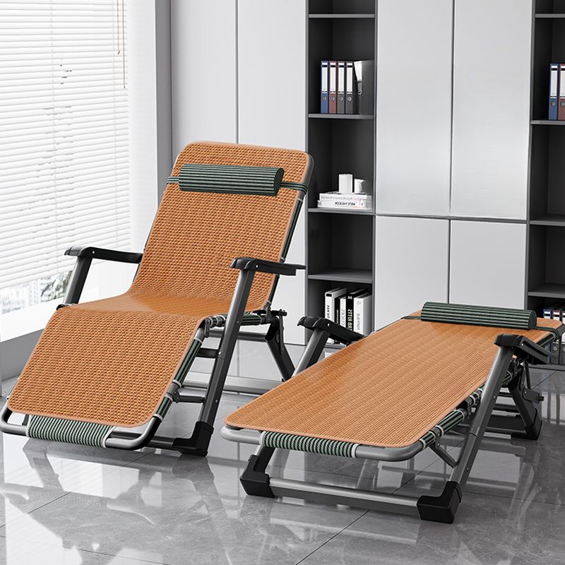 Solid Color/Striped Arm Recliner in Jade Green/Tan with Space-saving Alloy Frame, Standard Base, Locking Back Angle, and Removable Back