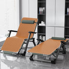 Solid Color/Striped Arm Recliner in Jade Green/Tan with Space-saving Alloy Frame, Standard Base, Locking Back Angle, and Removable Back