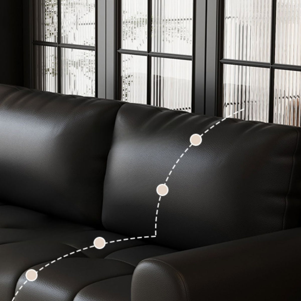 Drawing Room Standard Sofa in Pu Leather/Flannel with Dark Gray/Light Brown/Off-White Upholstery and Armrest