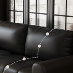 Drawing Room Standard Sofa in Pu Leather/Flannel with Dark Gray/Light Brown/Off-White Upholstery and Armrest