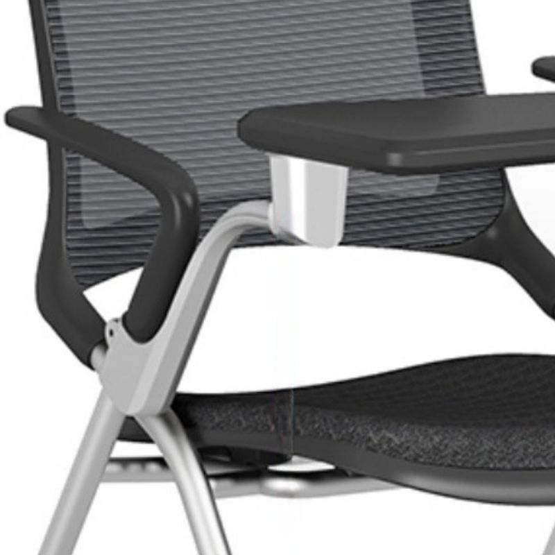 Casual Training Chair with Support Rail Arms, Pop Up Foldable Metal Frame for Tile Flooring with Glide