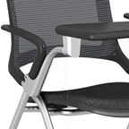 Casual Training Chair with Support Rail Arms, Pop Up Foldable Metal Frame for Tile Flooring with Glide