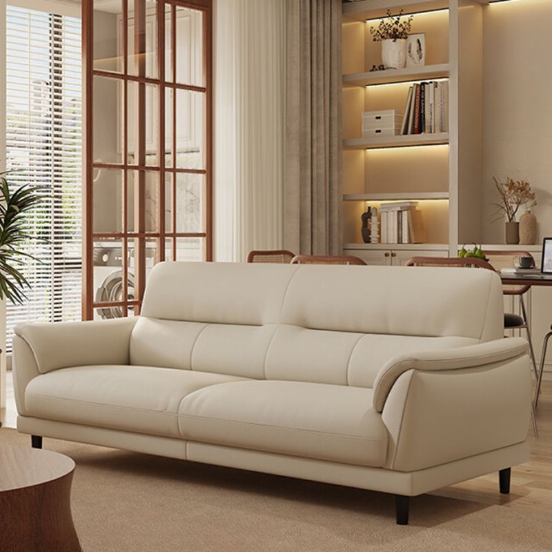 Trendy Solid Color Water Resistant Standard Sofa/Loveseat in White with Pillow Top Arm, Seats 3/2 People/4-seater
