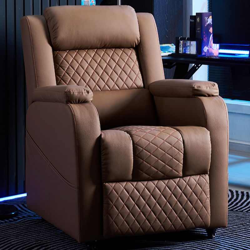 Modern Simple Style Chair with Arms in Solid Color and Solid Back Panel, Metal Frame in Ink with Adjustable Backrest and Glide Movement