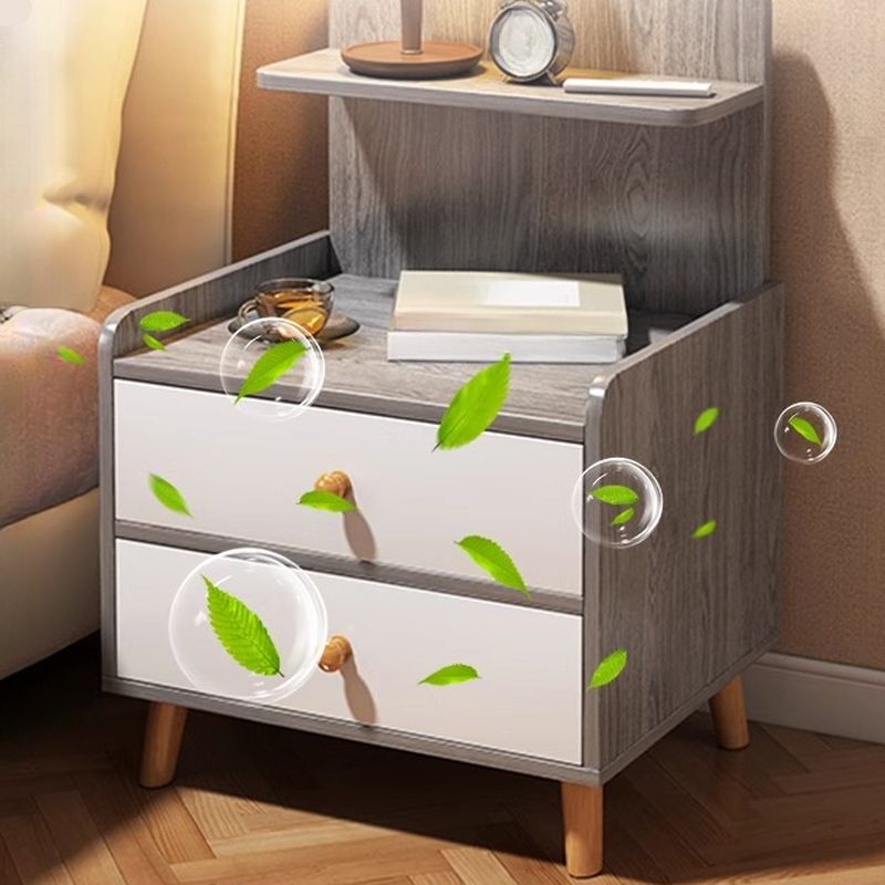 Modish Nightstand With Drawer Organization Featuring 2 Shelves and Composite Wood Countertop