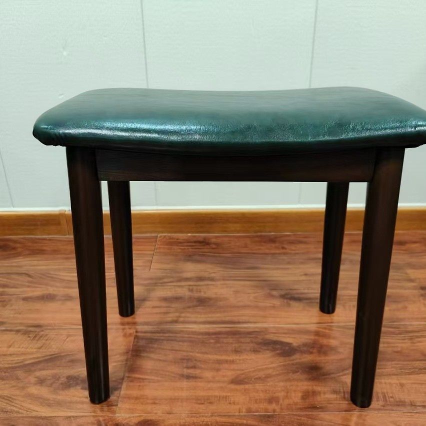 Casual Rectangular Solid Color Standard Ottoman in Pleather with Black/Lime Green/Citrus Color Upholstery