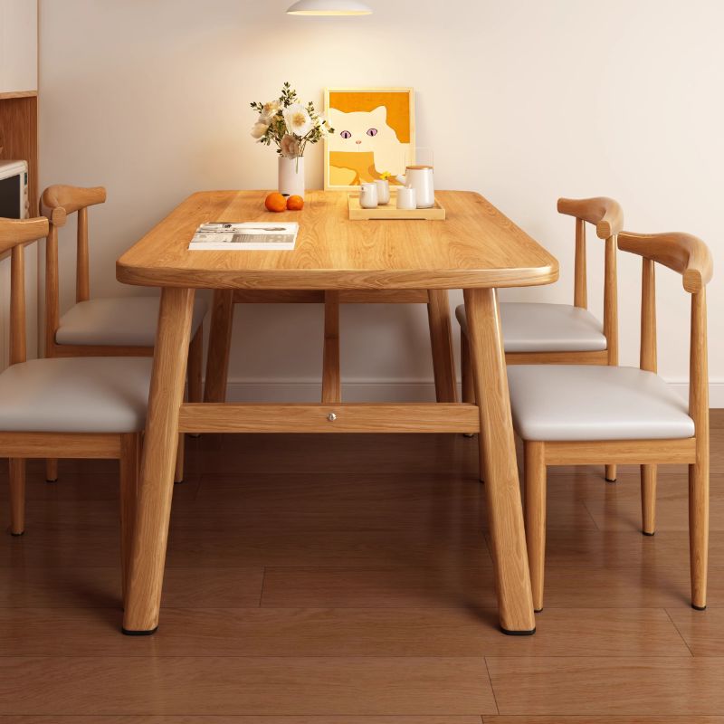Composite Wood Dining Table with Trestle Base, Scratch-proof and Seating for 4