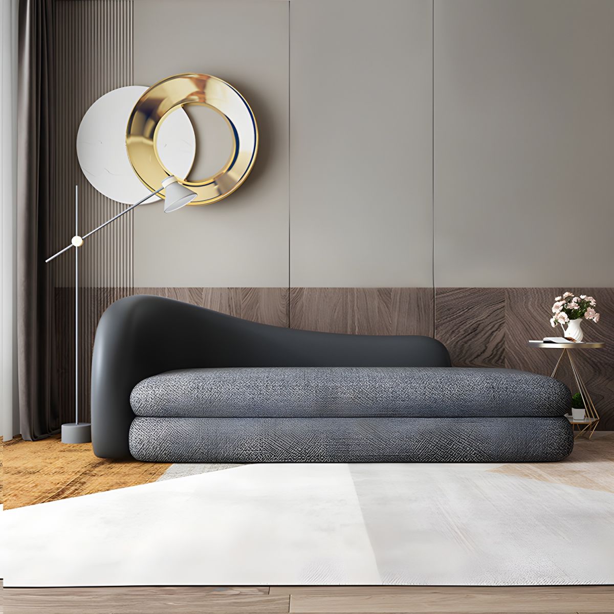 Ultra-Modern Tight Back Sofa 30.71"High Curved Tuxedo Arm Sofa for Apartment