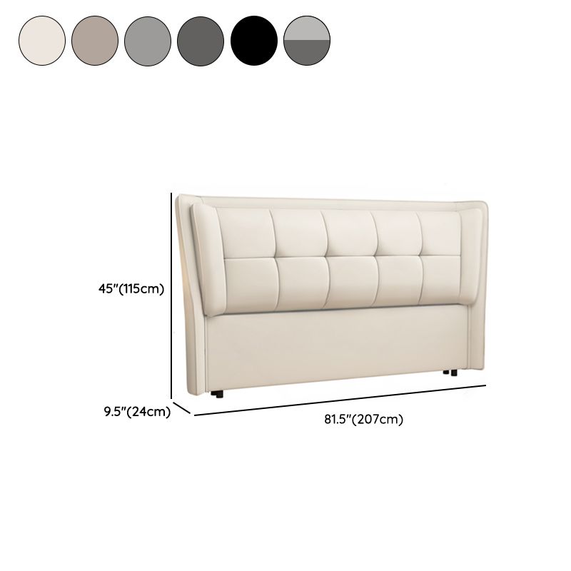 Trendy Wingback Headboard with No Distressing, Piled Tufted Rectangle for Queen/Full Bed, Sponge Upholstery Fill, Standard Height