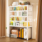 Chalk Minimalist Alloy Warehouse Storage Rack with Flexible Shelf, Free Standing for General Storage