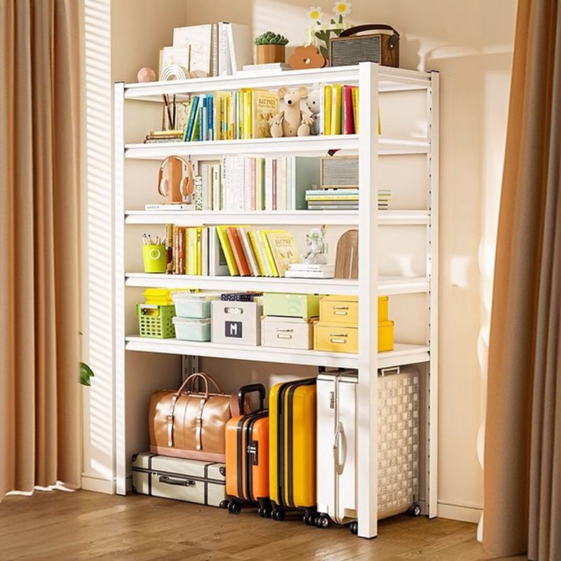 Chalk Minimalist Alloy Warehouse Storage Rack with Flexible Shelf, Free Standing for General Storage