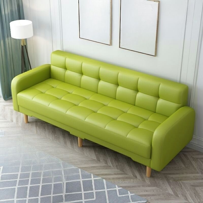 Square Arm Foldable Convertible Sofa with Biscuit Back for Living Spaces