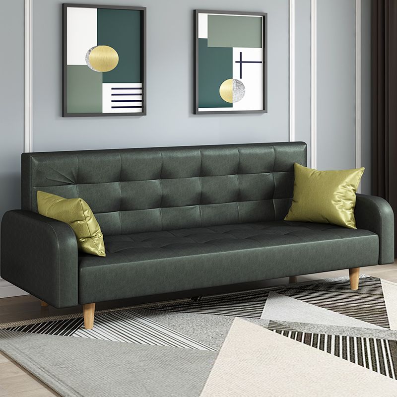 Standard Sofa in Midnight Black/Cerulean/Olive Green with Pu Leather and Armrest