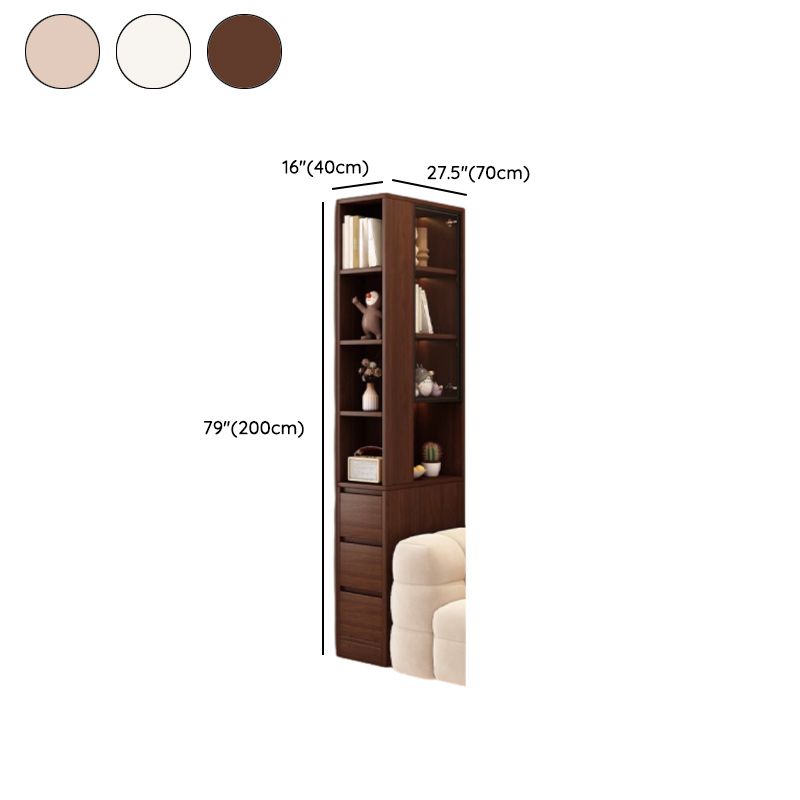 Detached Damp-proof Scratch-immune Accent Cabinet with 4 Exterior Shelves, Glazed Door, Chalk/Sepia Top, and Soft Close Drawer