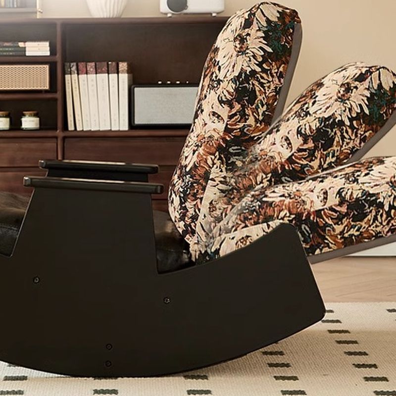 Modish Upholstered Rocking Couch Chair with Scratch-tolerant Padded Recessed Arm