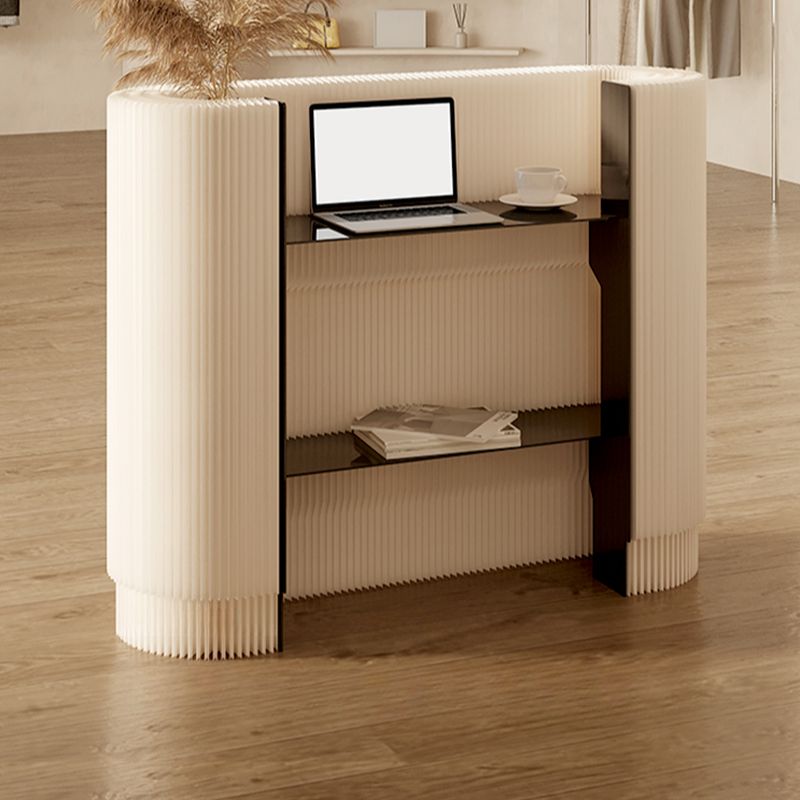 Nordic U-Shape Polymerized Material Top Reception Desk, Storage Included
