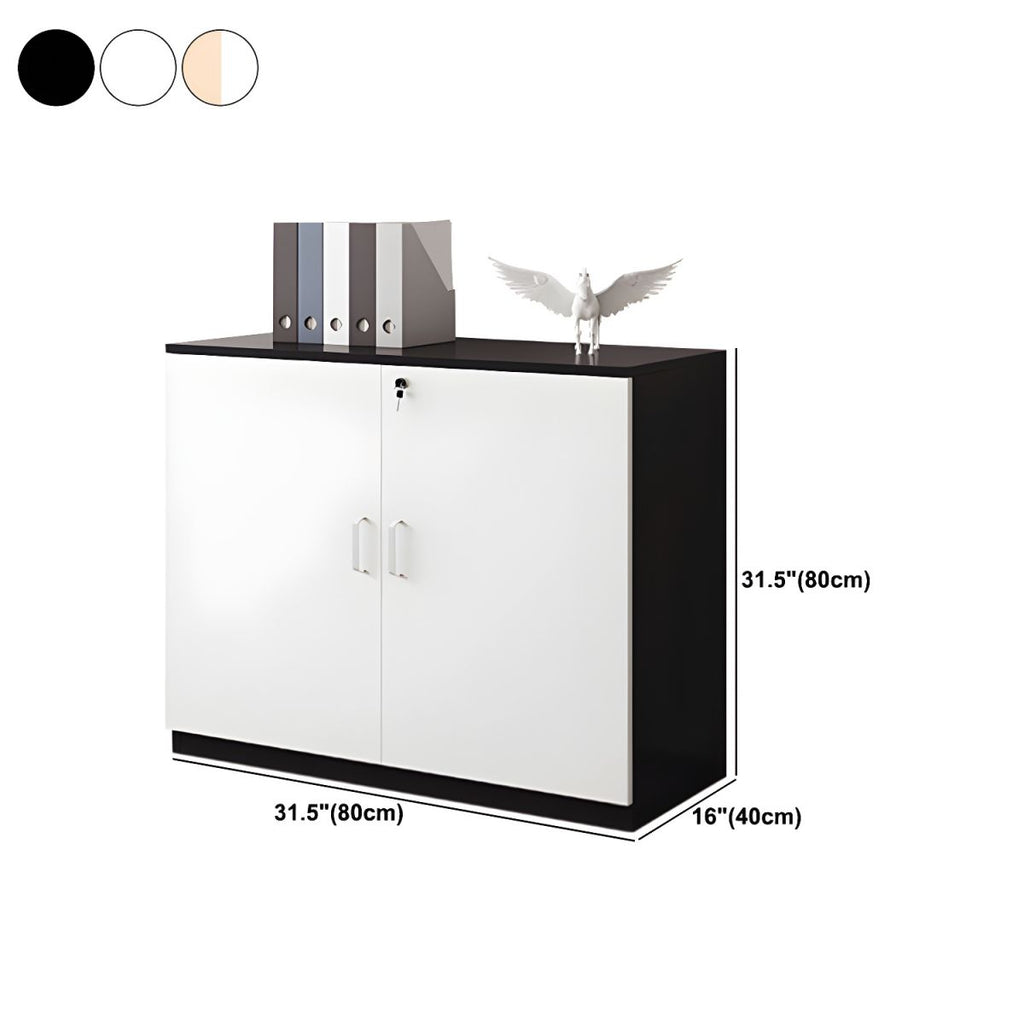 Modern Cabinet Wood Lateral Adjustable Storage Shelves and Locking Drawers File Cabinet