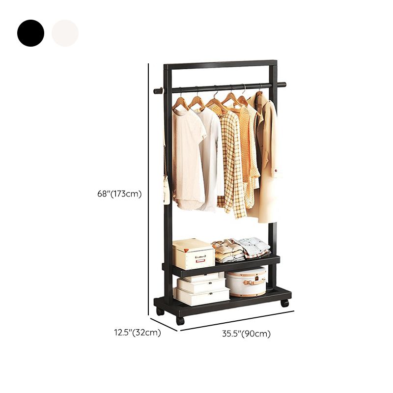 Black/White/Natural Hall Rack with Receptacle, 2 Shelves and 2 Hooks/5 Hooks in a Modern Simple Style