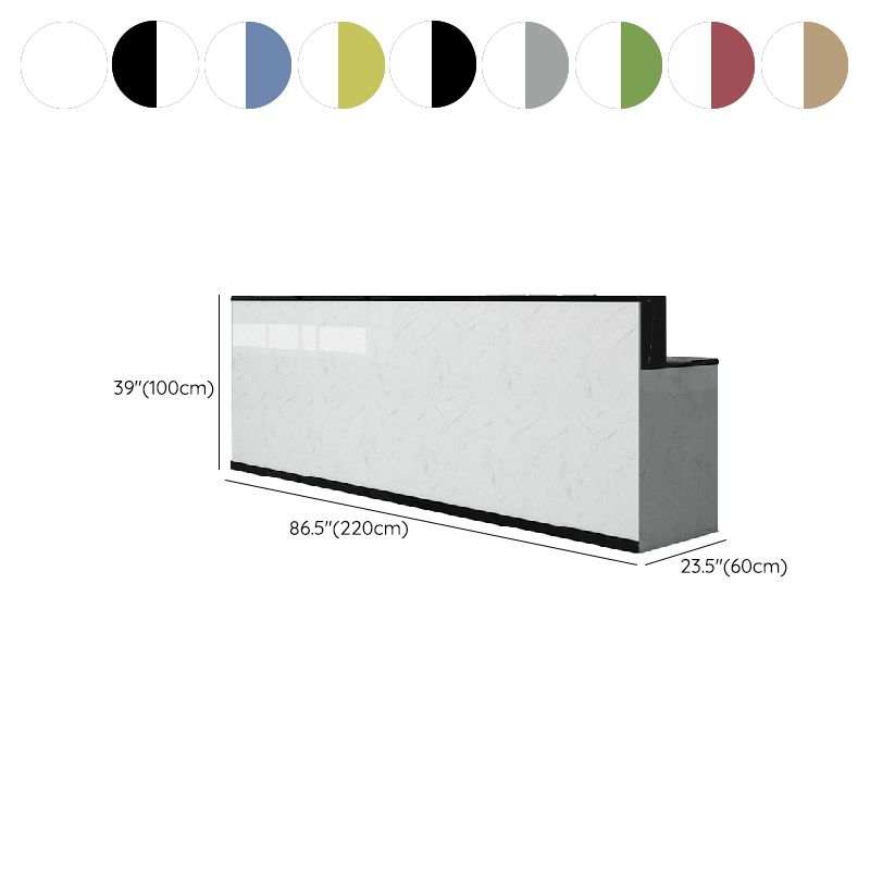Endurance Manufactured Wood Top Rectangle Reception Desk with Unfinished Back, 2 Drawers/1 Drawer, Hutch, Keyboard Tray and Cable Management
