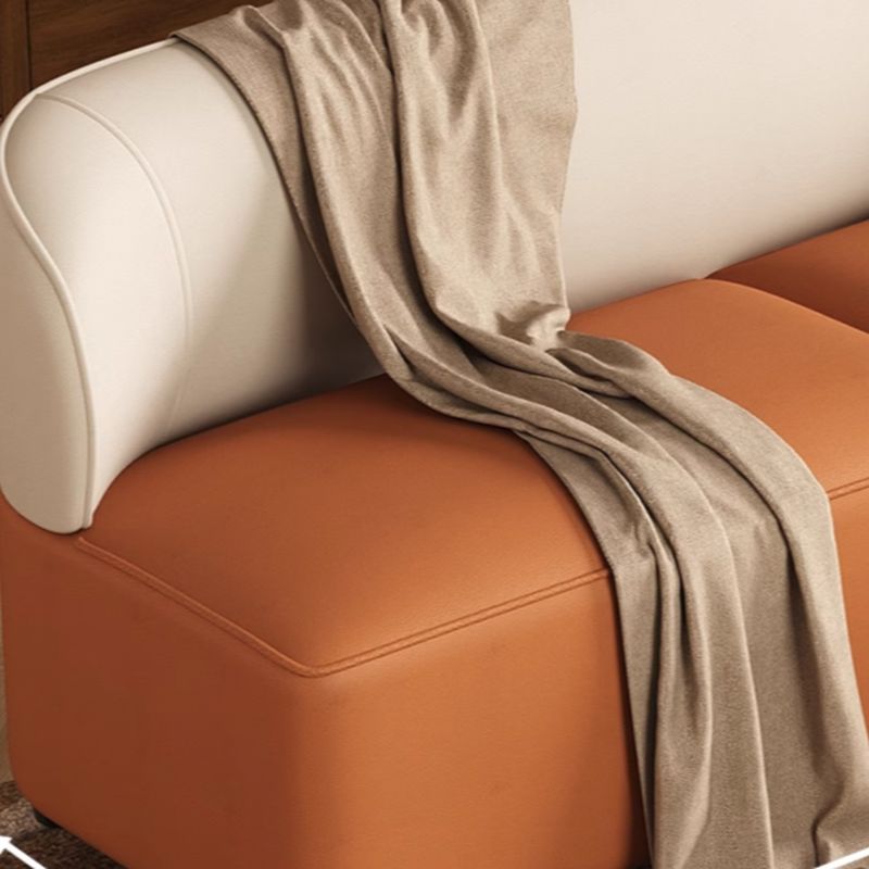 Trendy Solid Color Scratch-immune Loveseat in Synthetic Leather with Dark Gray/Light Green/Amber Color for 2 People