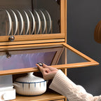 Natural Color Bambusa Standard Microwave Shelf Cabinet with 1-5 Cabinets, 1-5 Shelves, 1-5 Doors