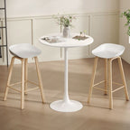 Modern Circular Composite Wood Pub Table with Pedestal in White