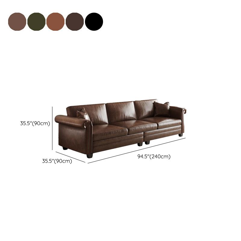 Drawing Room Standard Sofa in Pu Leather with Black/Olive Green/Mocha Upholstery and Armrest