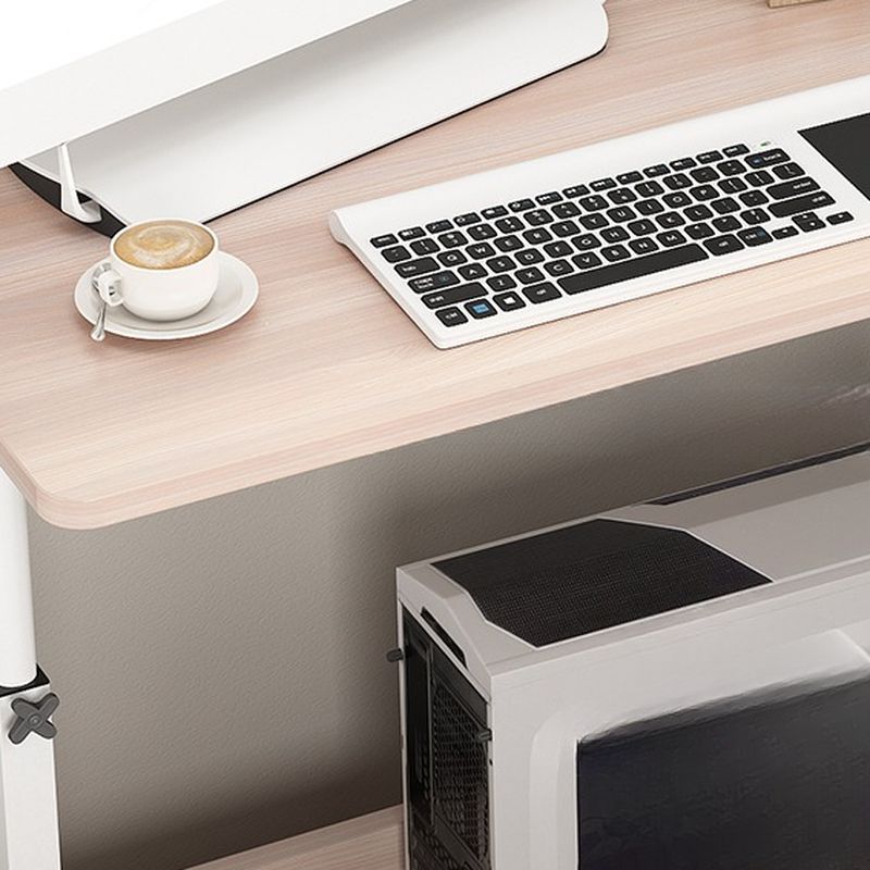 Trendy Engineered Wood Laptop Cart with Flexible Height, Casters, and Shelves