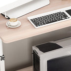 Trendy Engineered Wood Laptop Cart with Flexible Height, Casters, and Shelves