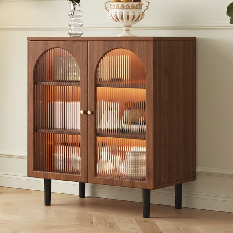 Espresso Sideboard with 3 Drawers, Standard Size, 3 Interior Shelves, Pantry Hutch, Lumber Countertop, and Glass Doors