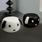Trendy Circular Solid Color Standard Ottoman in Peony/Butter Color/Light Blue Leatherette