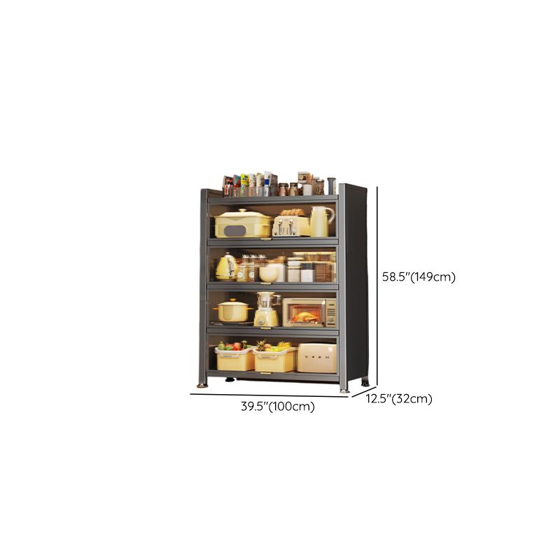 Storm Gray Microwave Shelf Cabinet with Metal Countertop, Self-supporting