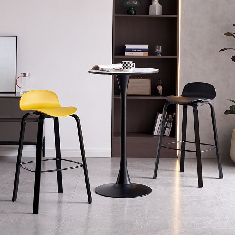 Casual Polymer Bar Stools in Hot Pink/Light Yellow/Jade Green with Back Pail Seat and Leg Rest