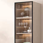 Simple Rectangular Standalone Accent Cabinet with Closet, Laminate Countertop, Glazed Door, and Sand Top