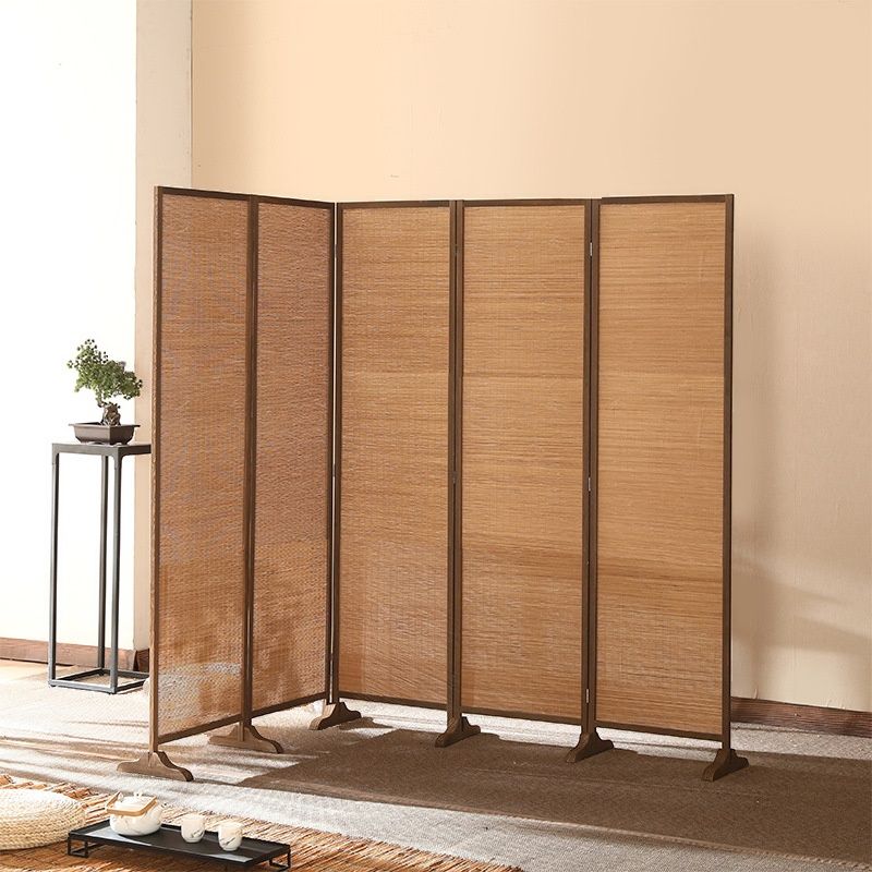 Minimalist Screen Divider in Tan with Translucent Fold-up Design, Available in 3/5/6 Panels, Bambusa Material, Independent